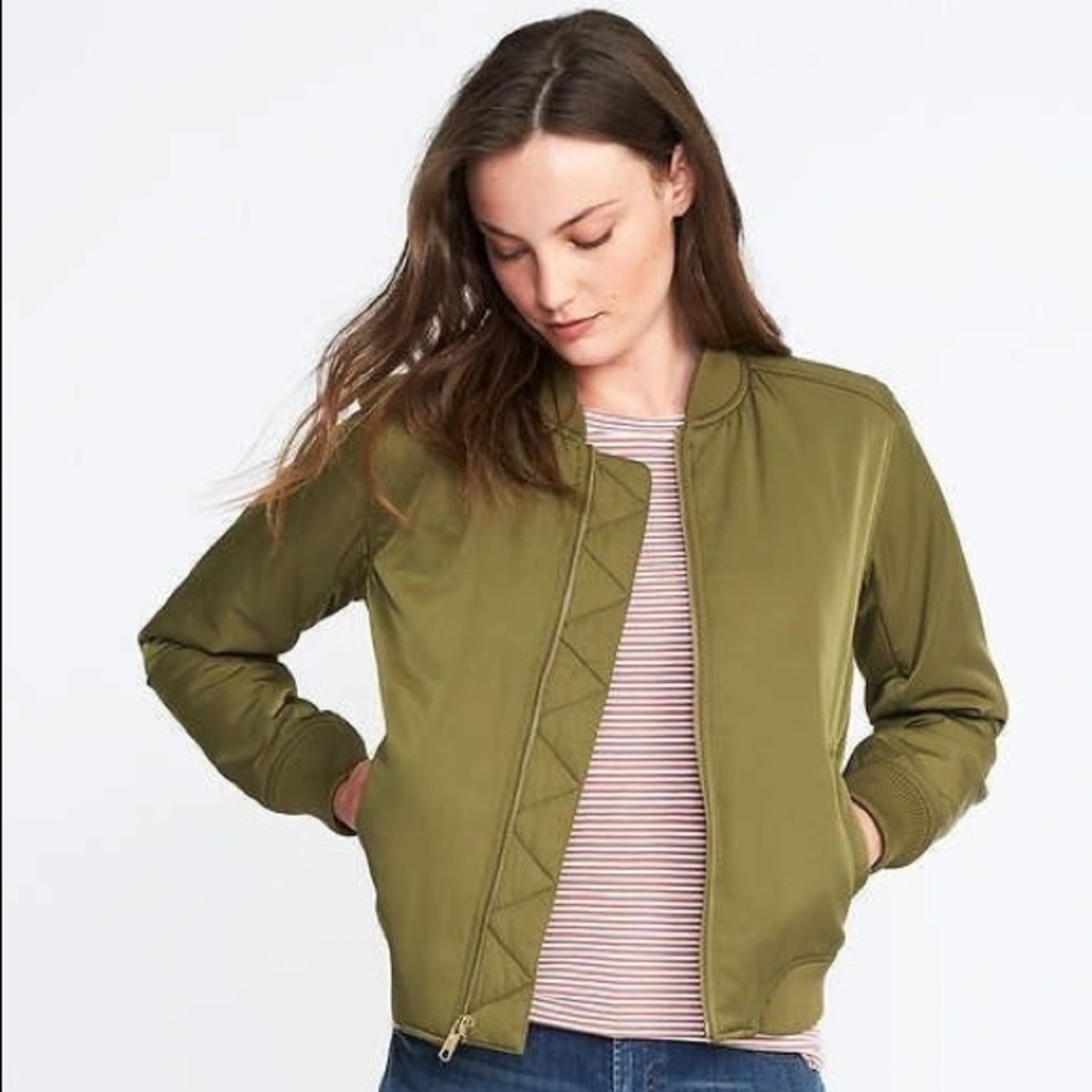 Old navy army green bomber jacket